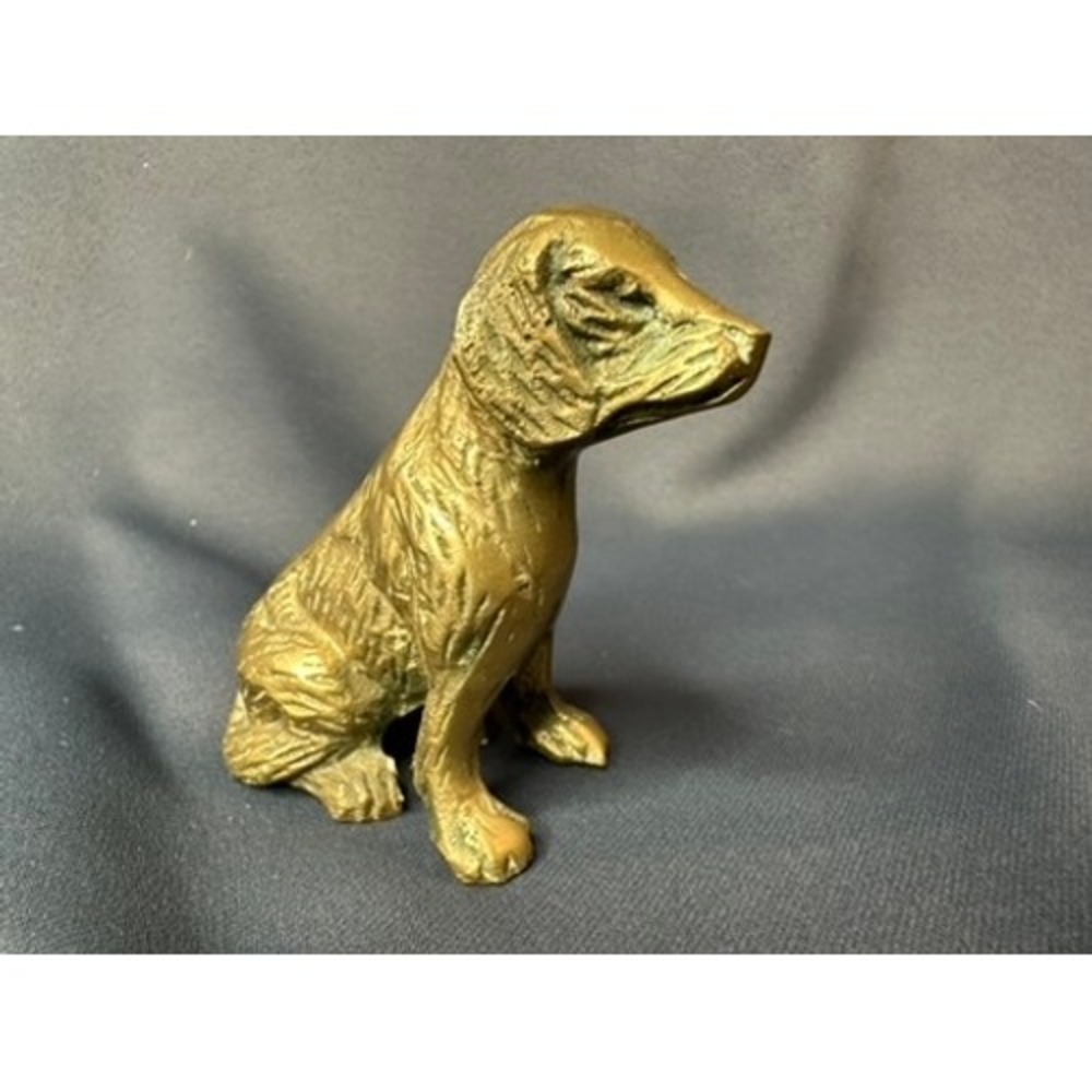 Vintage Brass Dog Figurine Sitting Hound Retriever Statue 3 Inch Action Taiwan